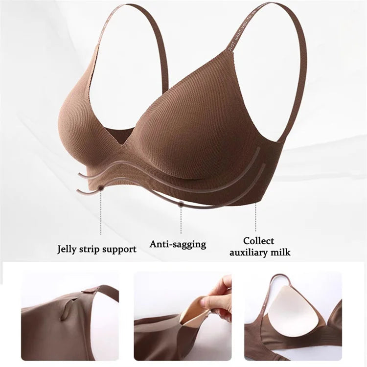 Sexy women's bra without underwire, deep V neck, personality straps