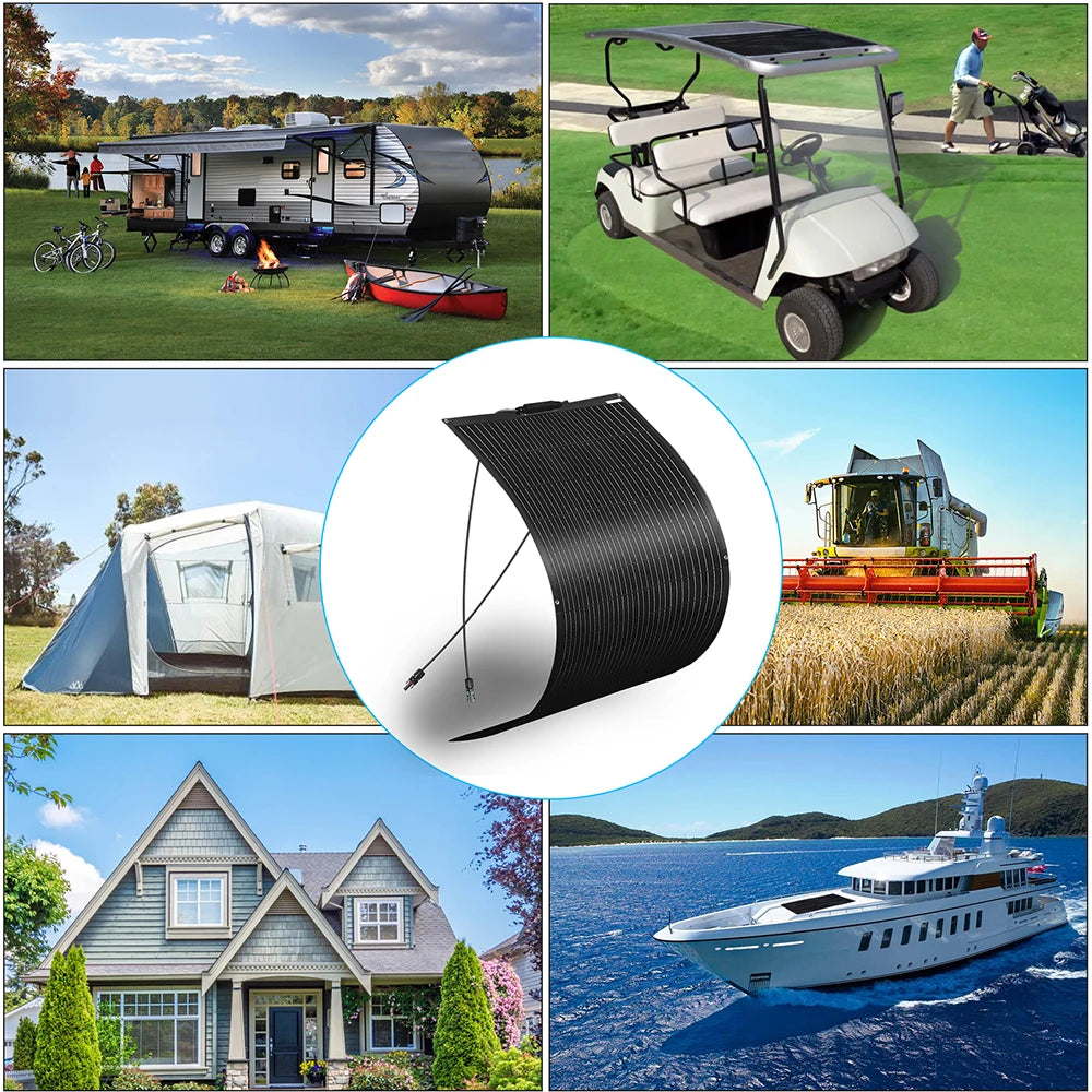 600W Solar Panel Kit Flexible Monocrystalline Cell 18 Volts 120 Watts Solar Panels 12V 24V Battery Charger For Home RV Caravan