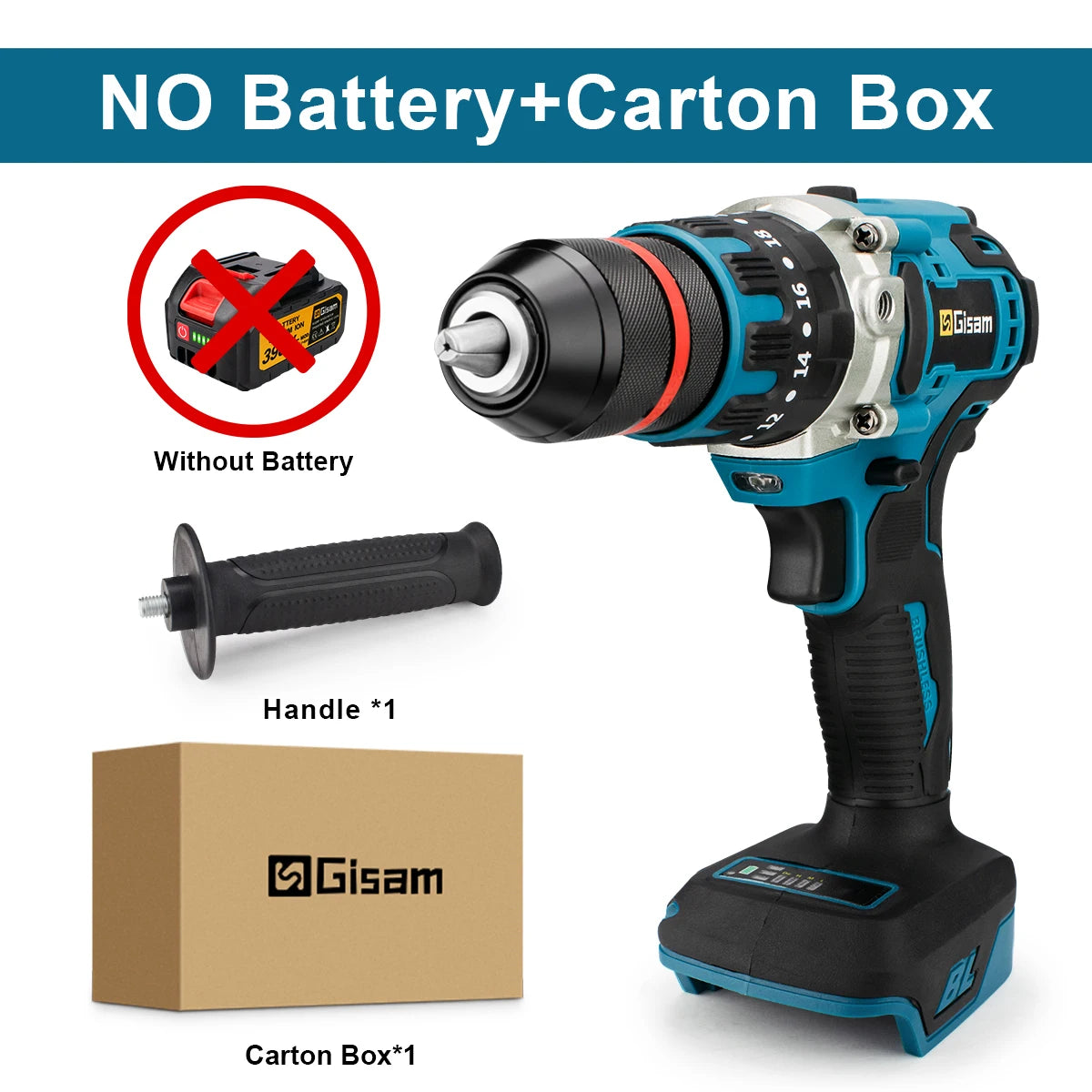 Brushless Electric Impact Drill Ice Breaking Fishing Cordless Screwdriver Rechargeable Battery Hand Drill Power Tools 13MM 480NM