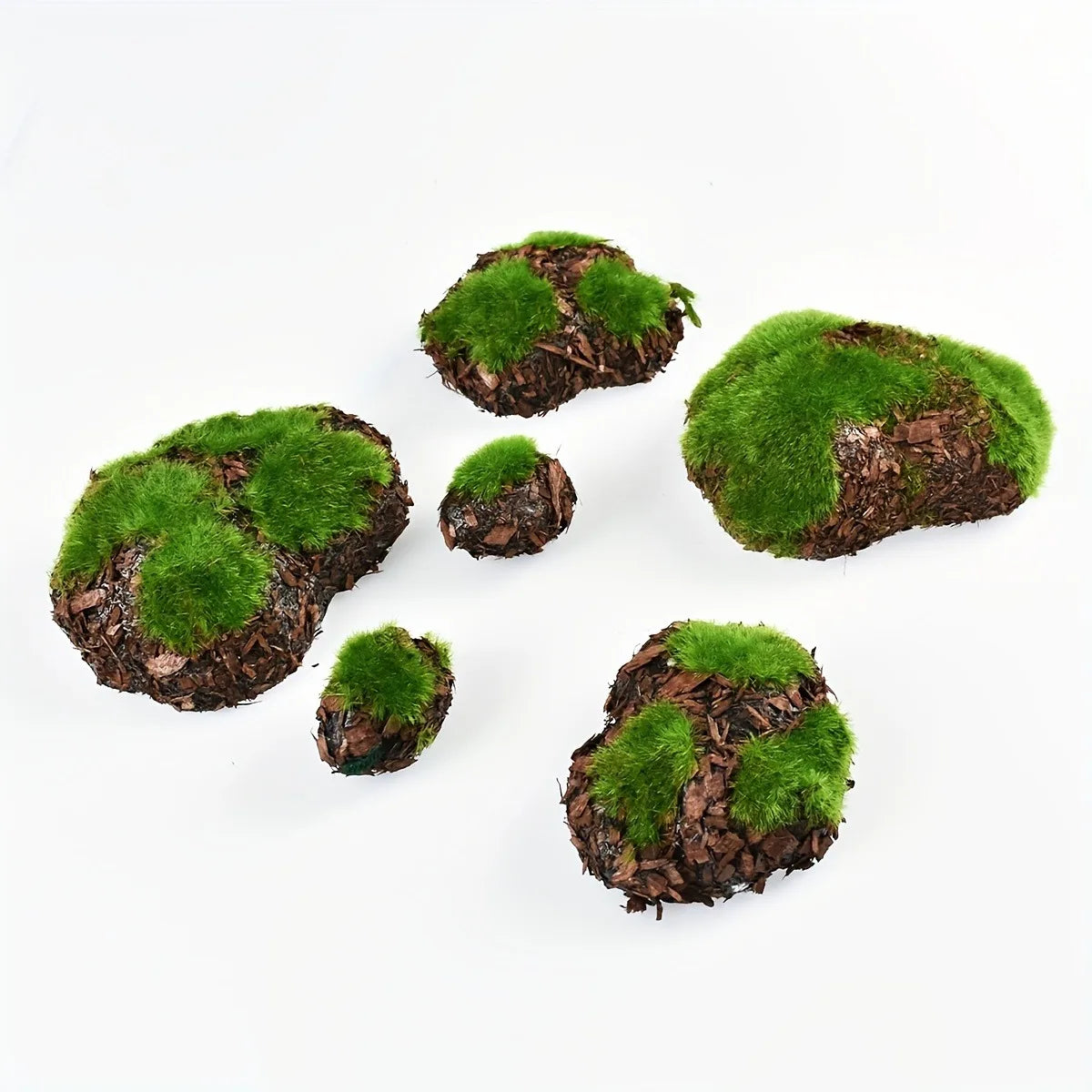 6-Piece Decorative Moss Stone Set for Aquarium &amp; Garden