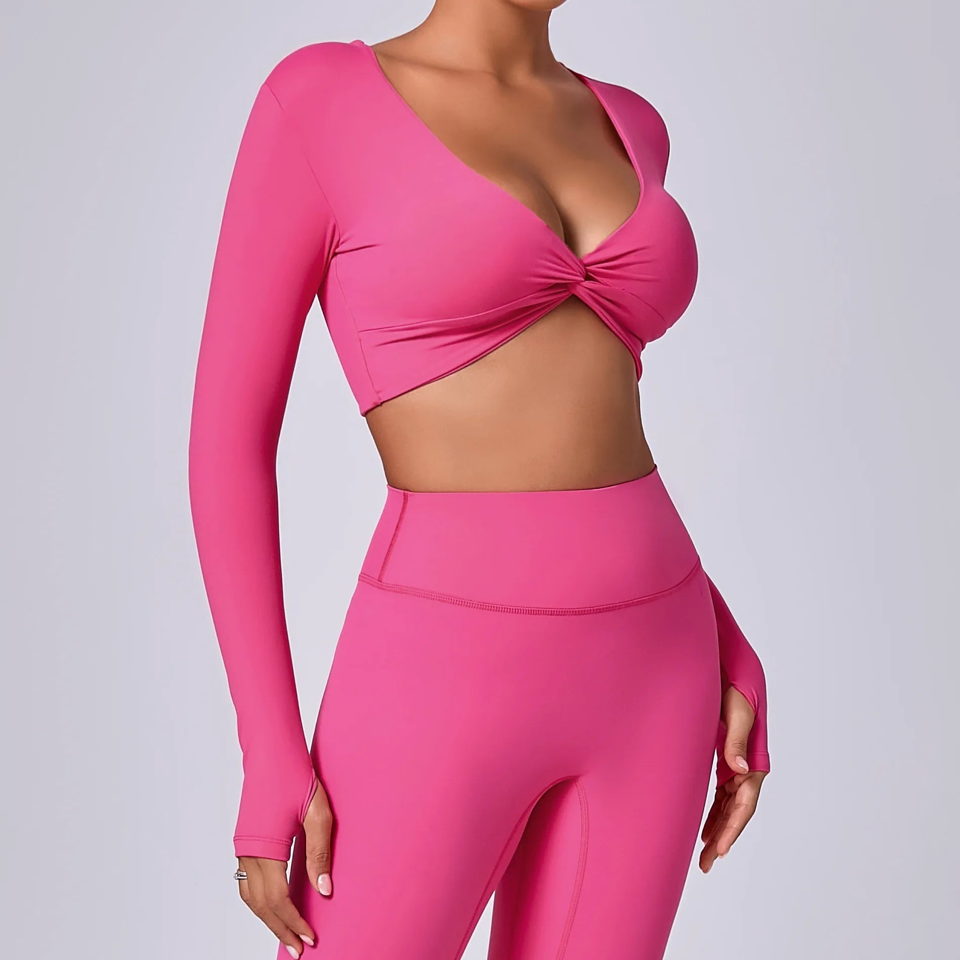 Crop Top Tập Nữ Dài Tay Lỗ Ngón Thể Thao Năng Động - Daisan Mart