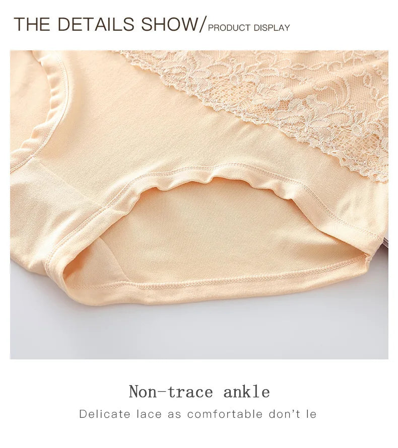 Women's High Waist Loose Fit Breathable Milk Lace Underwear