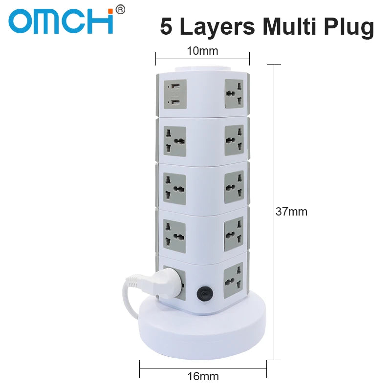Tháp Ổ Cắm Đa Năng OMCH, 4 USB, Chống Quá Tải