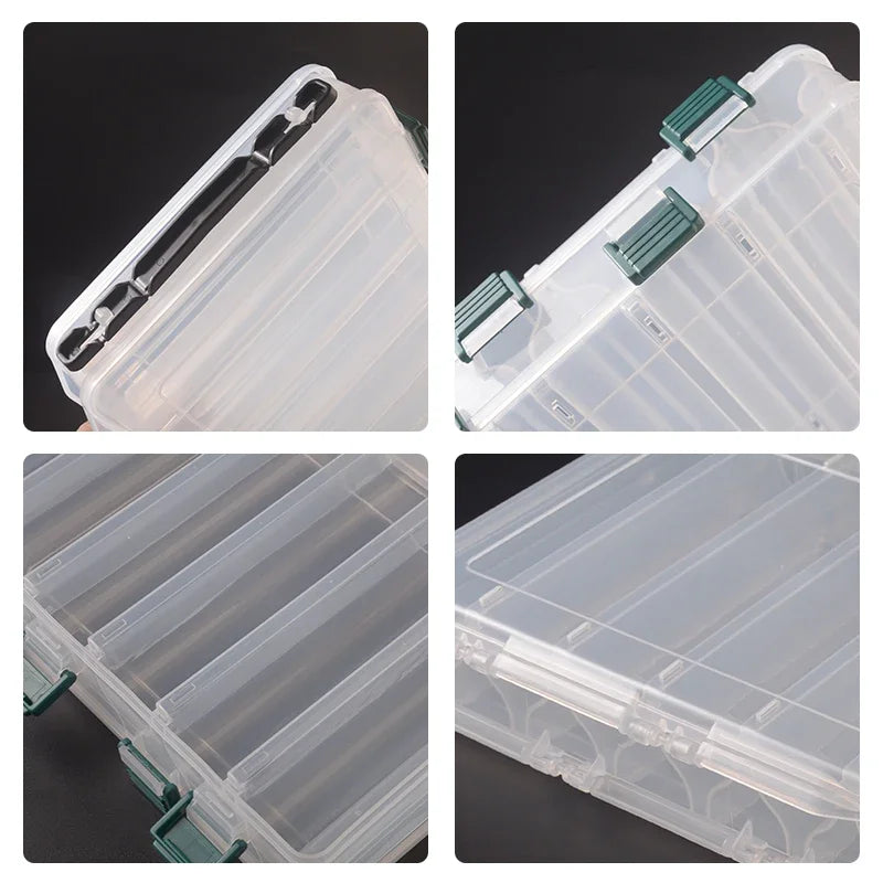 Double Sided 14/10 Compartment Fishing Tackle Box For Sea Fishing Lure Bait Hook Accessories extra-large space Storage Box