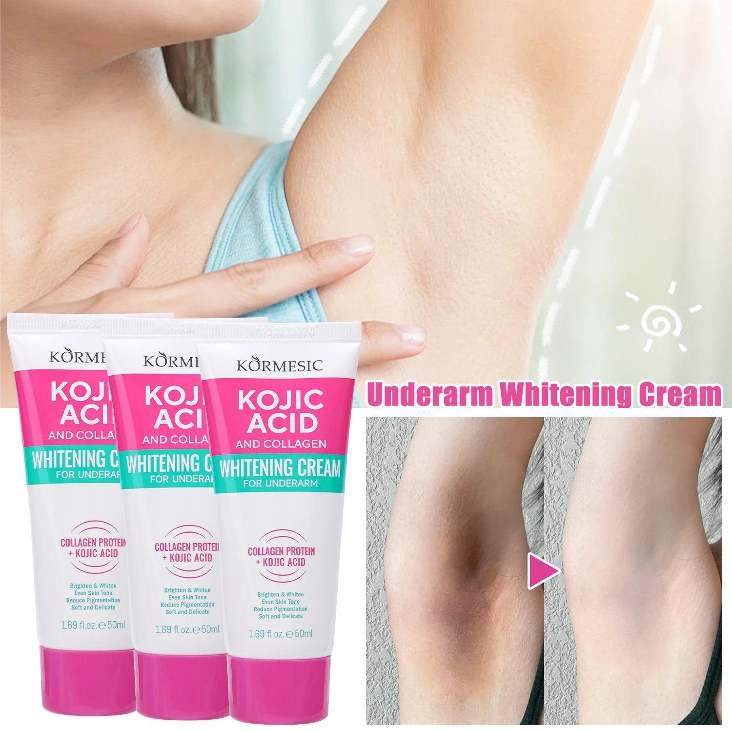 Whitening Cream for Intimate Areas, Armpits, Knees, Brightens Skin