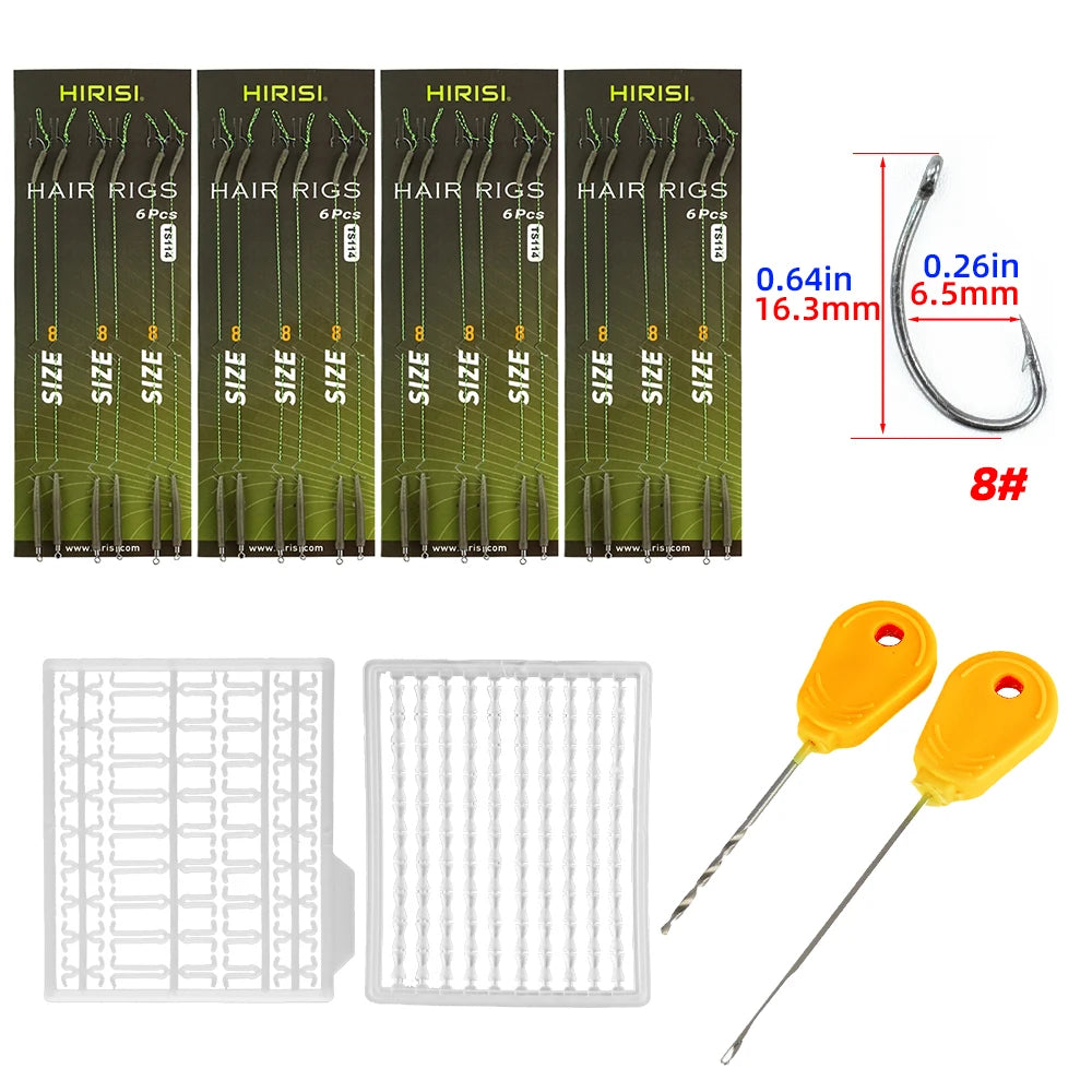 Lưỡi Câu Cá Chép HIRISI Thép Carbon, Dây Bện, Có Ngạnh