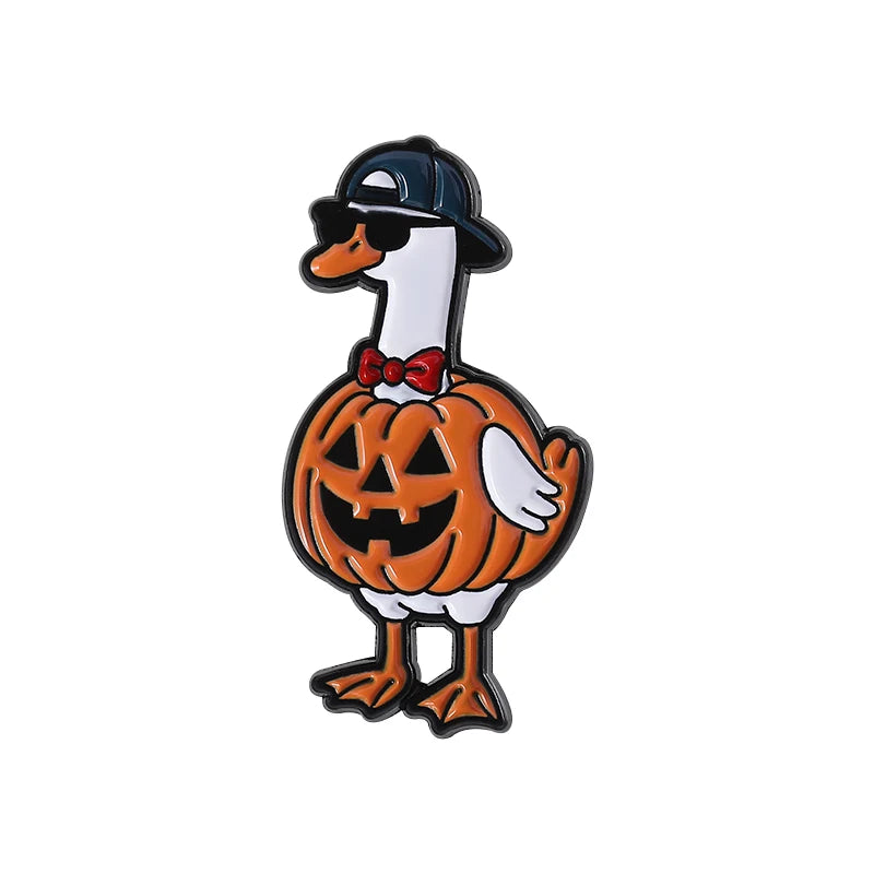 Halloween Pumpkin Animal Enamel Pins Ghost Capybara Grim Reaper Duck Spooky Season Brooches Lapel Badge Jewelry Gift for Friends