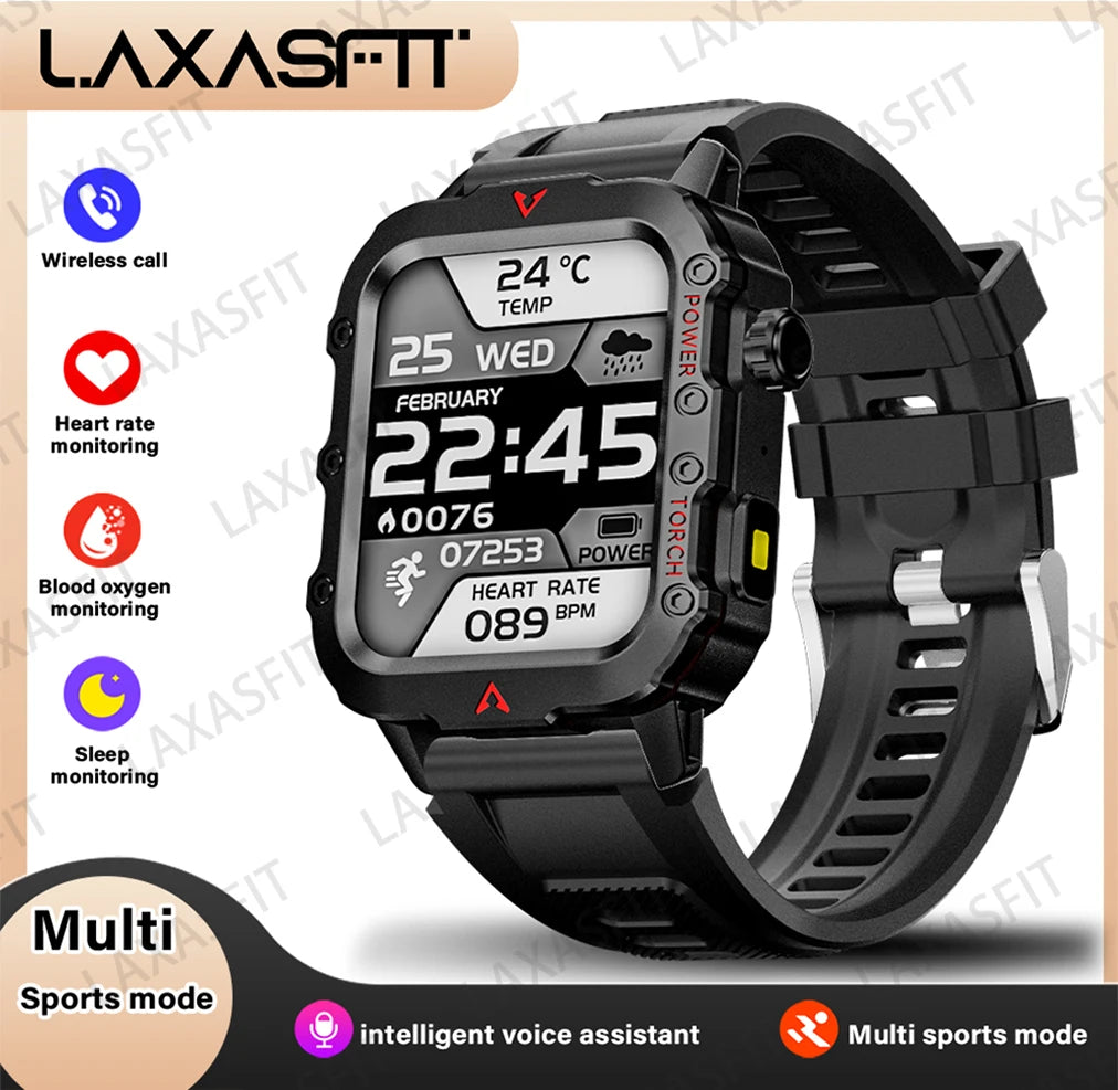LAXASFIT Men's Smart Watch LED Sports Light