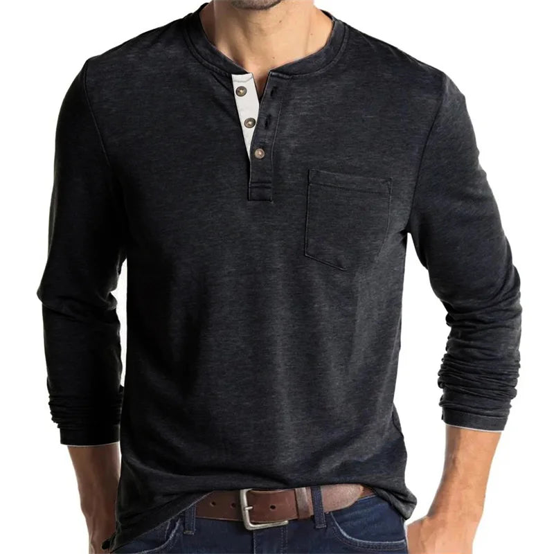Men's Fashionable Elastic Round Neck Long Sleeve T-Shirt