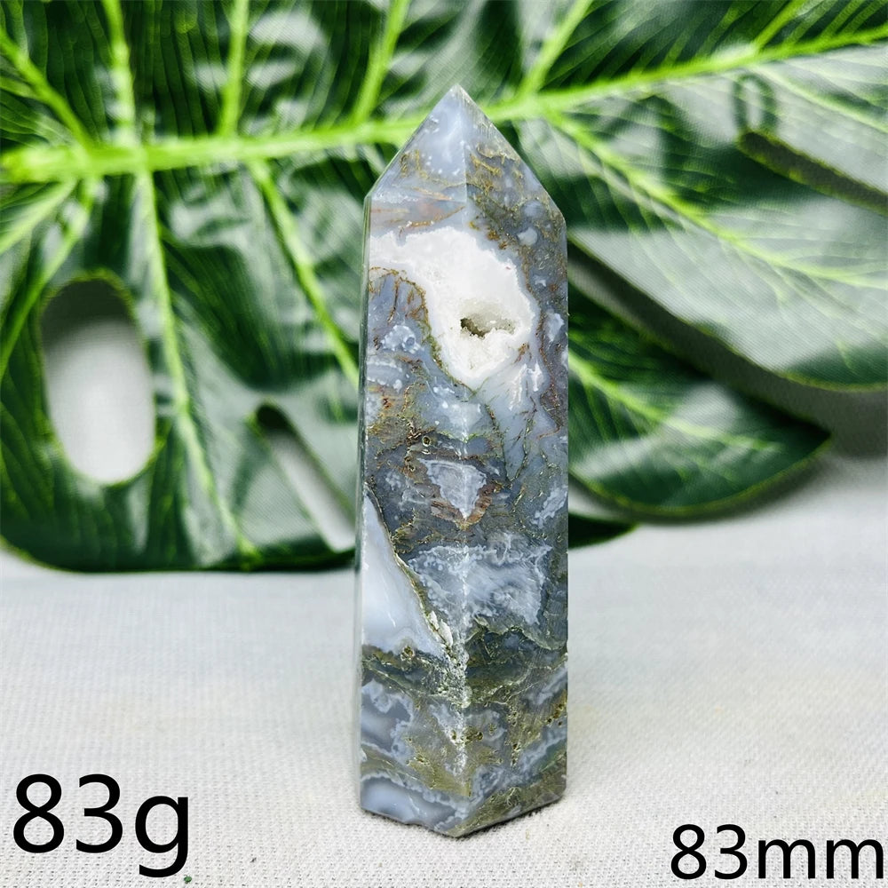 Natural Moss Agate Tower - Super Energy
