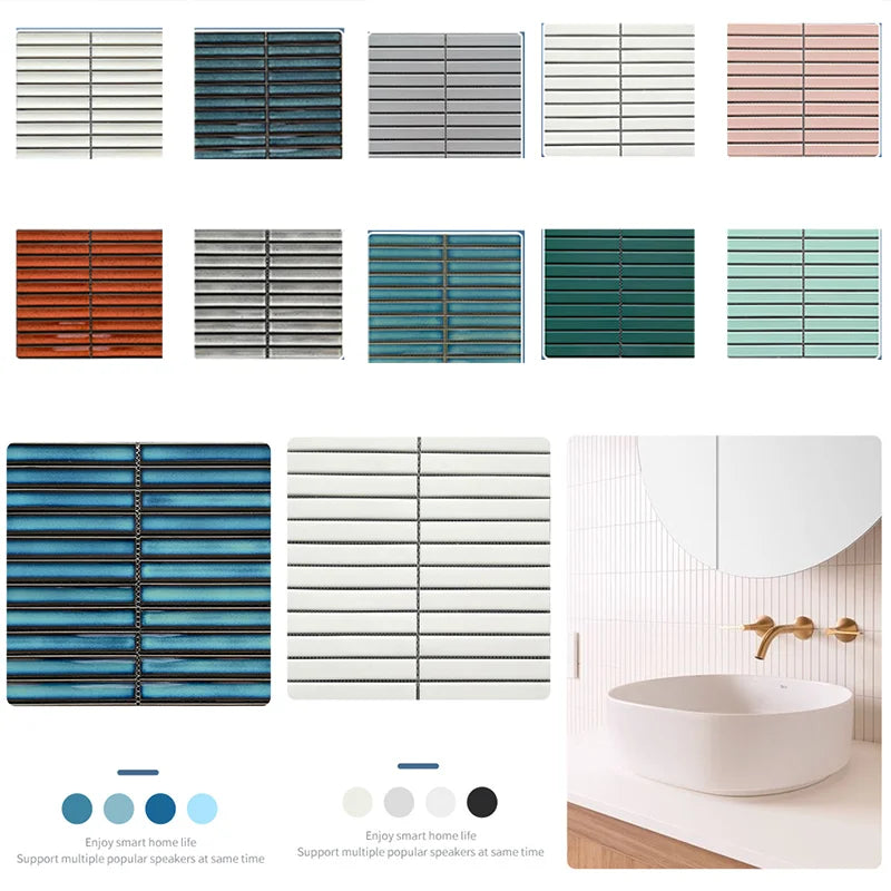 22x145 Long Concave Porcelain Mosaic Tiles for Bathroom Decoration