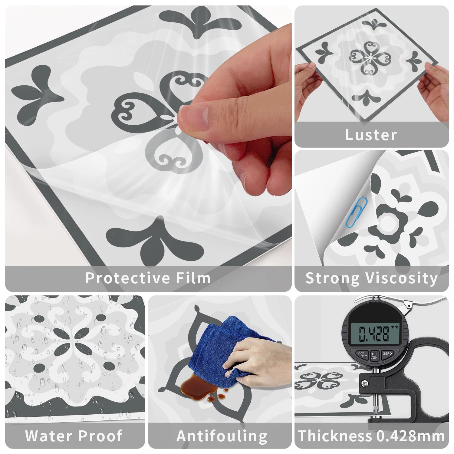 24pcs Of Exquisite Colorful Tile Stickers European Style Wall Stickers Pvc Waterproof Bathroom Kitchen Self-Adhesive Wallpaper