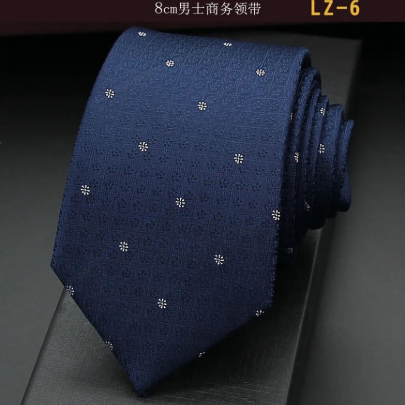 高品質藍色絲質領帶 8厘米