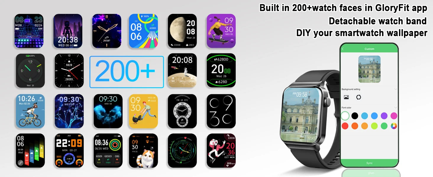 Đồng Hồ Thông Minh 1.85” Gọi, Chống Nước, Đa Thể Thao