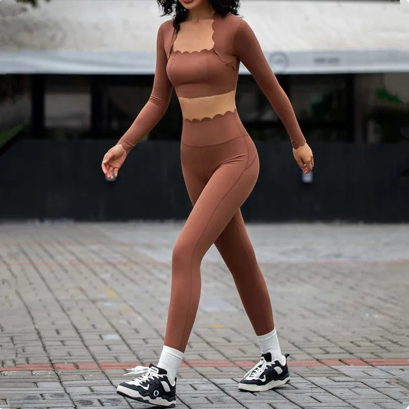 Áo Thể Thao Nữ Ôm Dáng Cổ Vuông Dài Tay Sexy Gym - Daisan Mart