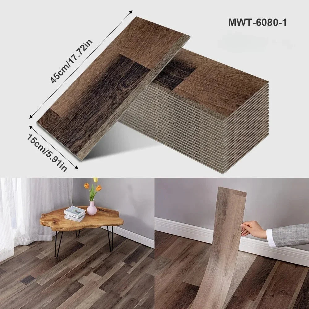 45x15cm Floor Sticker Wall Sticker Modern Self-adhesive Thick PVC Wood Grain Floor Sticker Living Room Bedroom Decoration