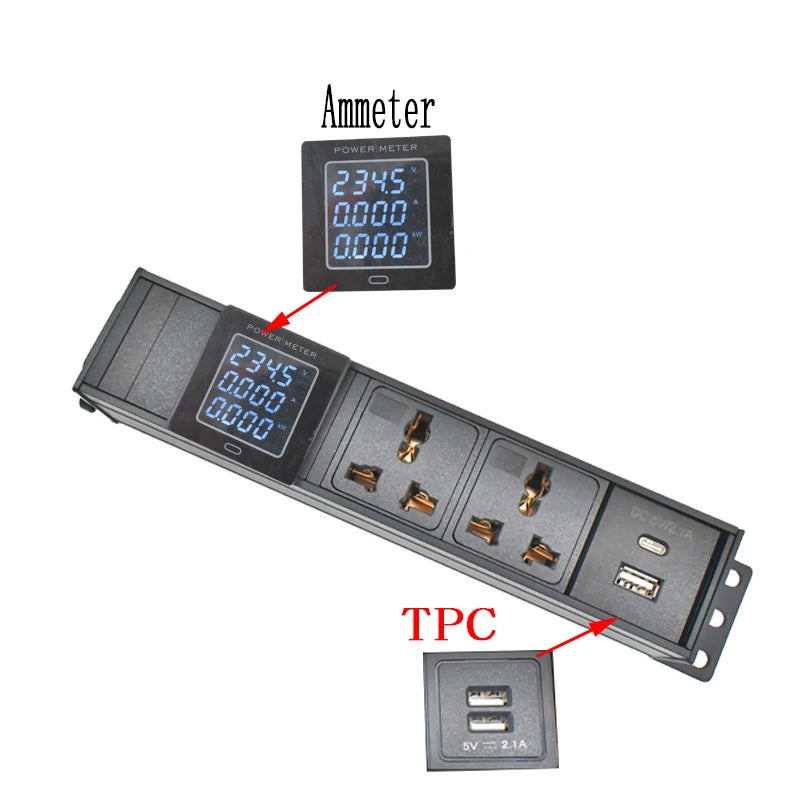 Ổ Cắm PDU Đa Năng 10A Có Đo Điện Áp & USB TPC