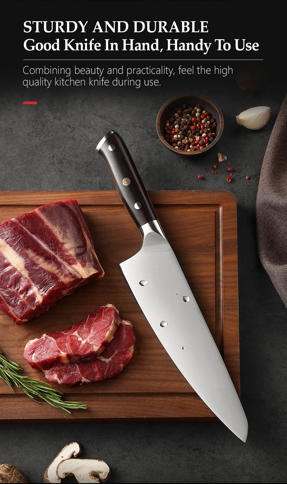 XINZUO kitchen knife set German steel 1.4116 ebony handle