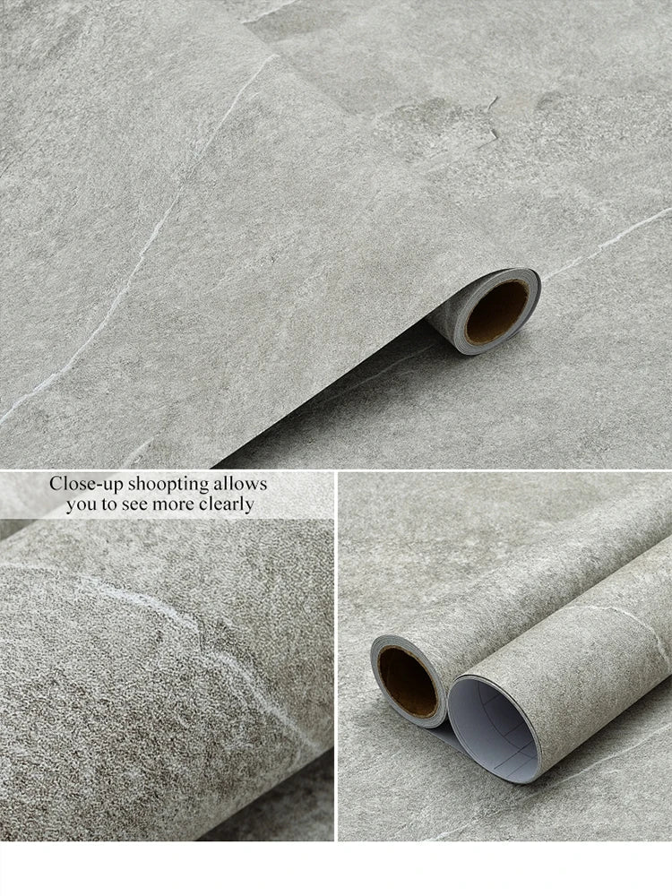 Retro Gray PVC Cement Wallpaper Self-Adhesive Waterproof Dark Gray Concrete Effect For Bedroom Living Room Decoration Stickers