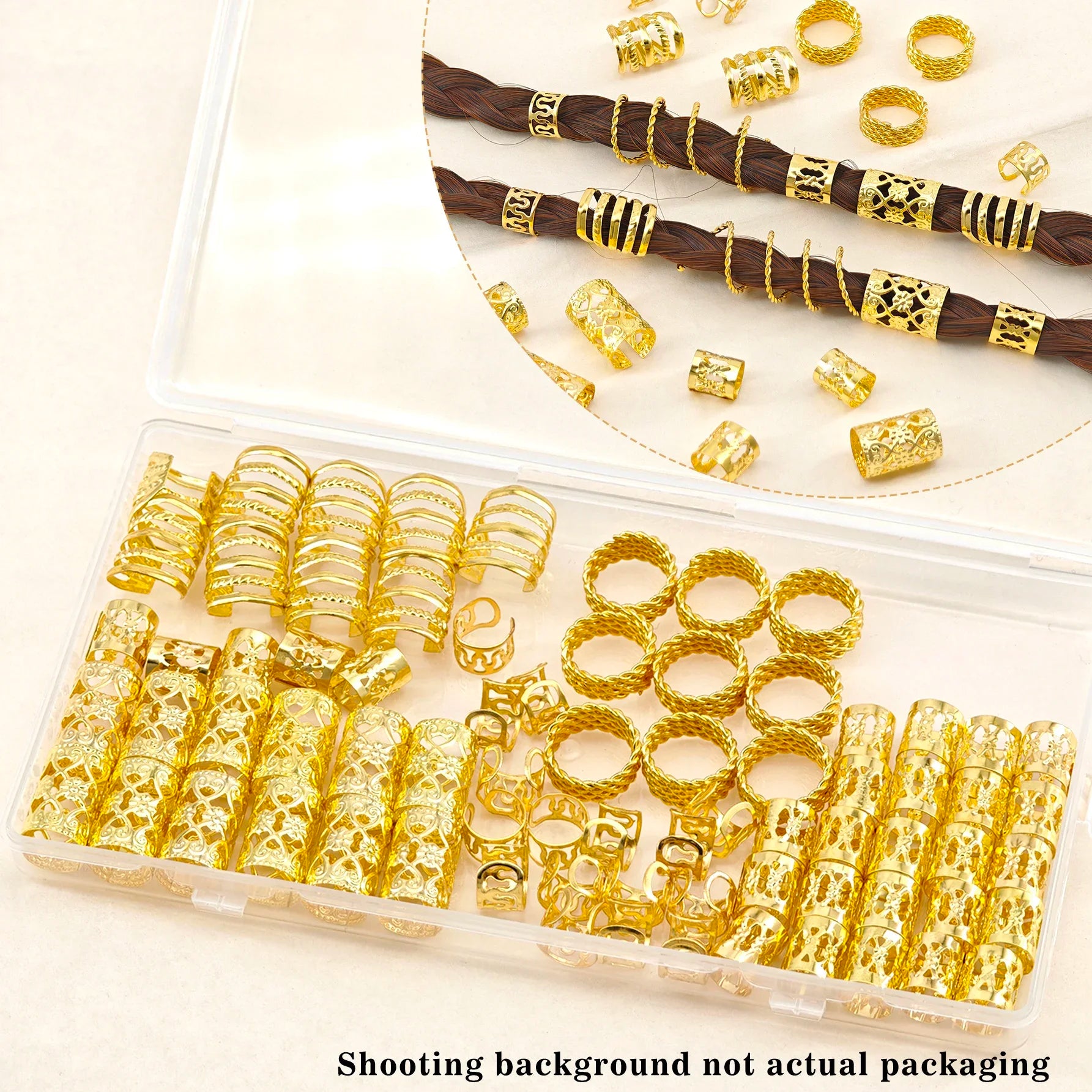 110 Piece Golden Hair Jewelry Set for Tet &amp; Dreadlocks