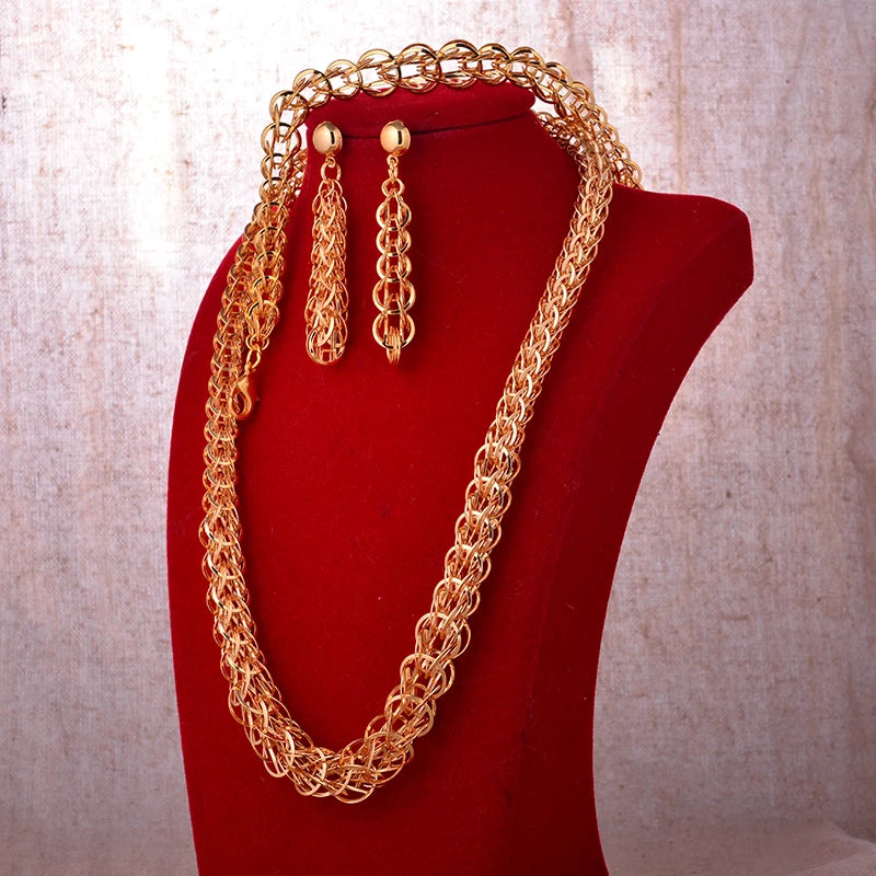 Luxurious Dubai Gold Plated Jewelry Set for Wedding Party