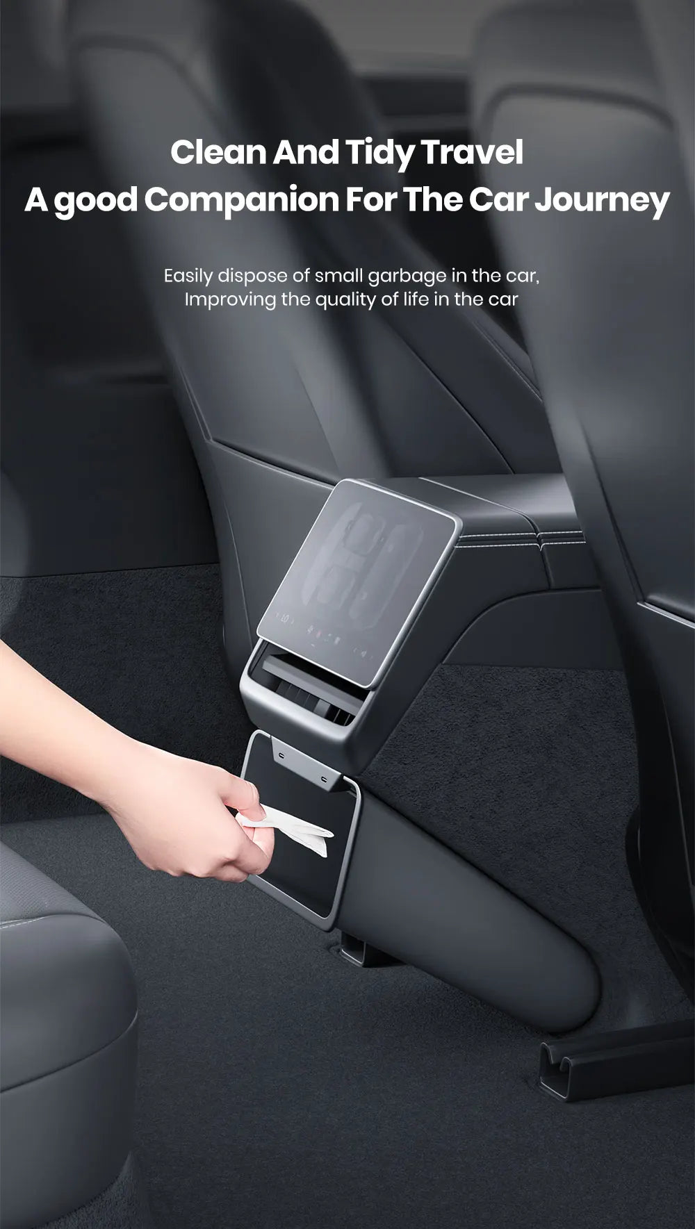 YZ Rear Seat Trash Can For Tesla Model 3 Y Highland Juniper Rear Interior Storage Box Magnetic garbage bin Car Accessories - Daisan Mart