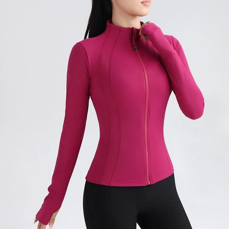 Áo Khoác Tập Gym Nữ Dài Tay Co Giãn Có Lỗ Ngón Tay - Daisan Mart