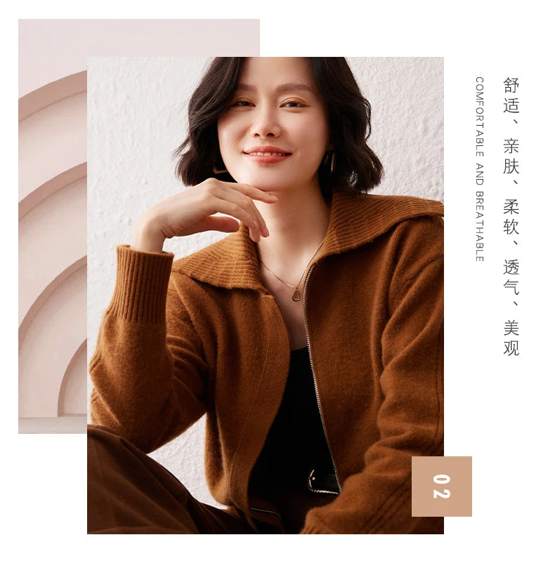 Áo Khoác Len Cashmere Nữ Cổ Bẻ, Dáng Rộng, Ấm Áp - Daisan Mart