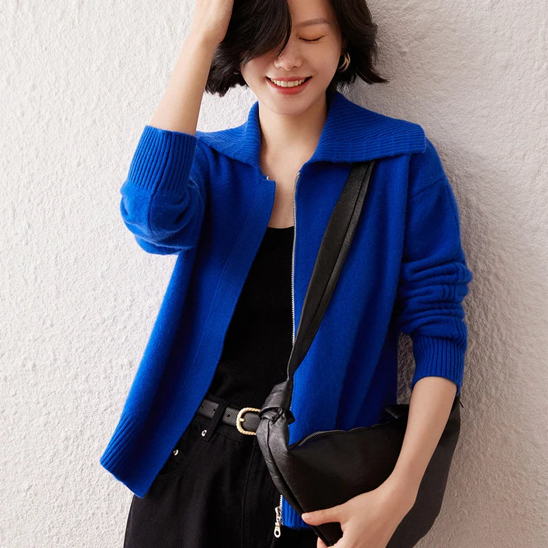 Áo Khoác Len Cashmere Nữ Cổ Bẻ, Dáng Rộng, Ấm Áp - Daisan Mart