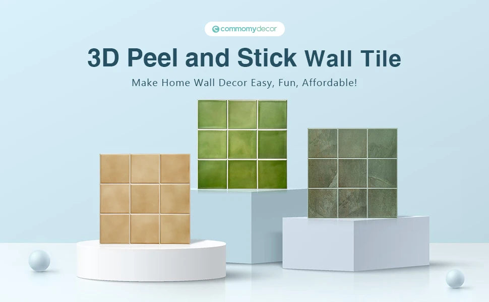 3D Blue Waterproof Self-Adhesive Kitchen Wall Tiles