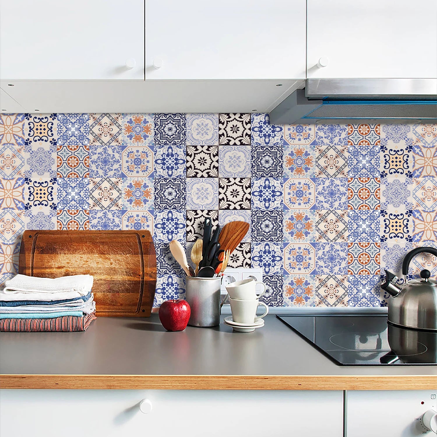 Bohemian Style Ceramic Tile Wall Sticker Bathroom Kitchen BackSplash Bathroom Waterproof Peel &amp; Stick Home Decor Art Wall Decals