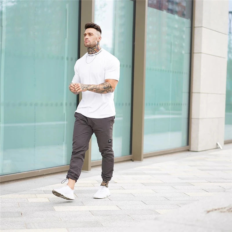 Men's Gym T-shirt Cotton Bodycon Cool 2024