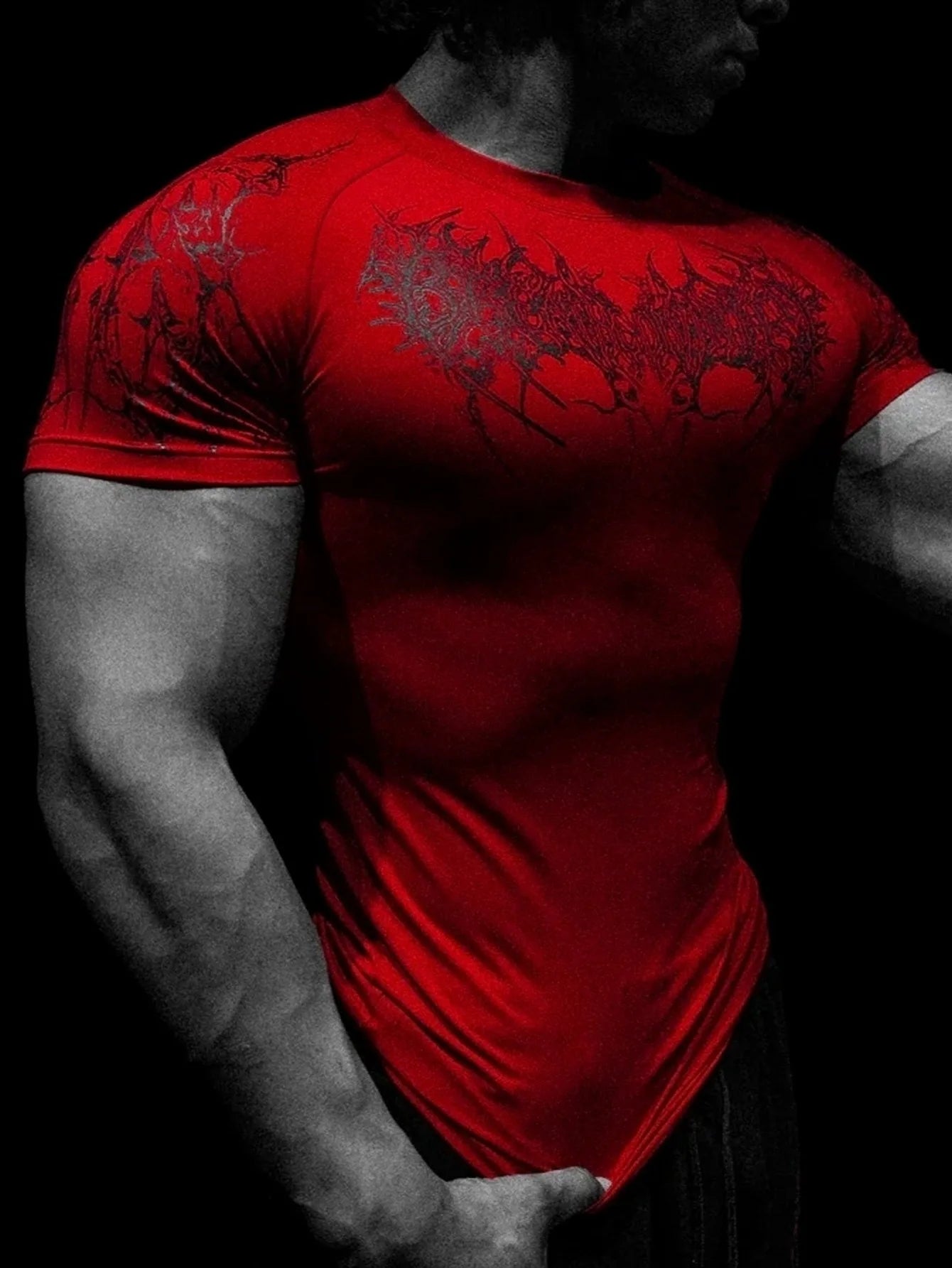 Men's Gym Sports T-Shirt Quick Dry Body-hugging Workout Shirt