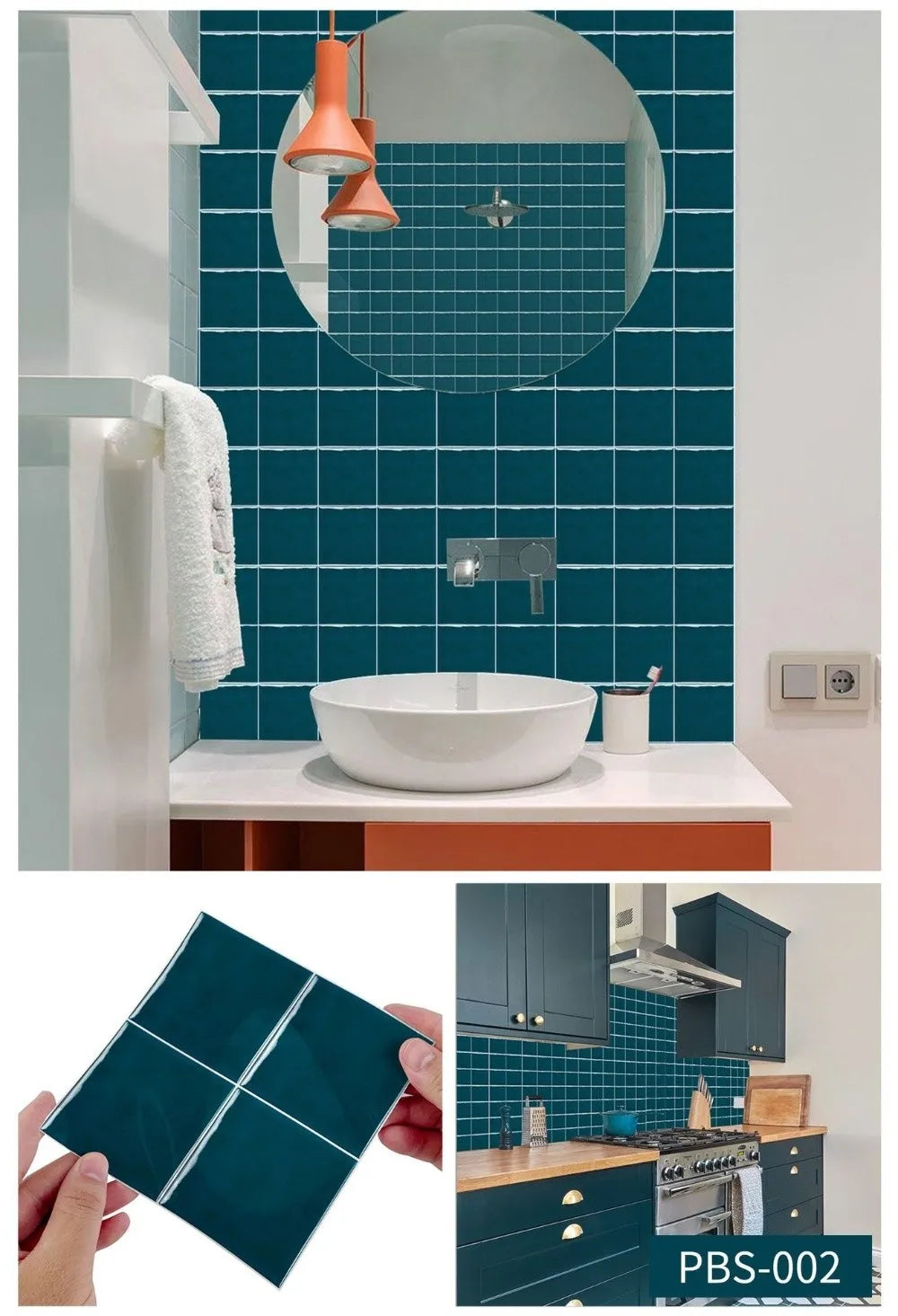 10Pcs European Square Kitchen Wallpaper Solid Color Self-adhesive Wall Stickers Oil-proof Waterproof Thickened Tile Stickers
