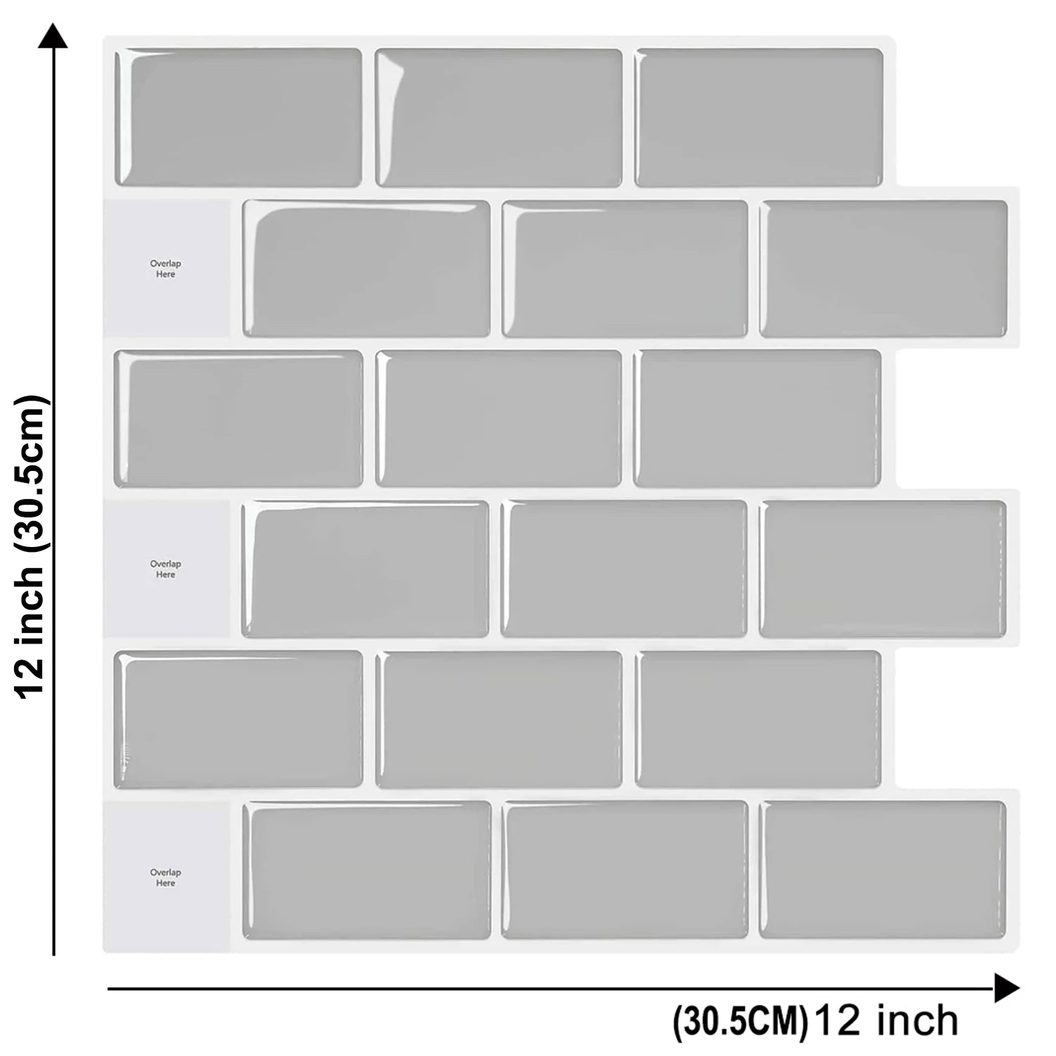 5PCS 3D Wall Tile Stickers Kitchen Backsplash Waterproof Heat Resistant Wallpaper 12x12 Inch Strong Adhesive for Home Decoration