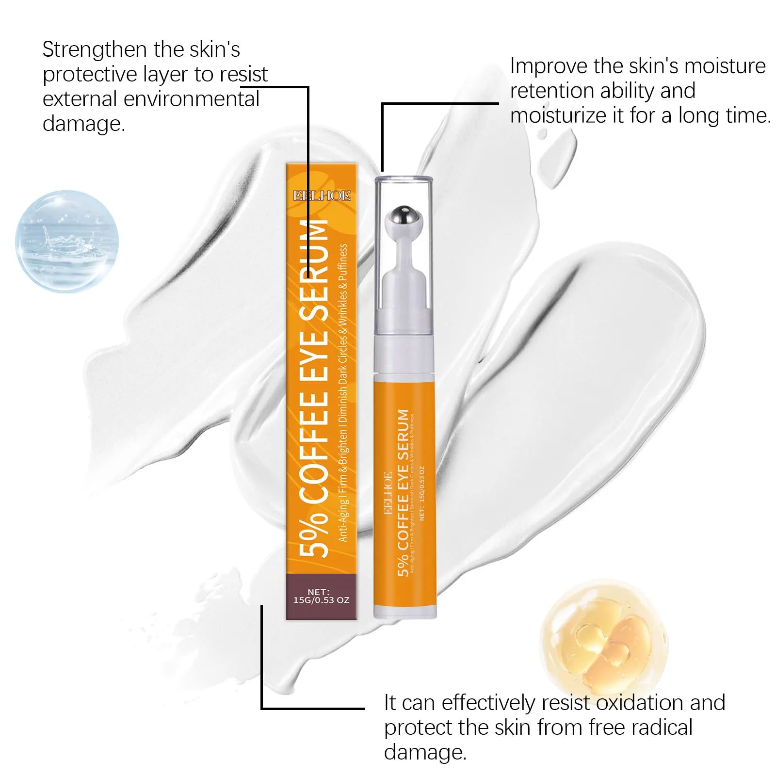 Collagen Anti-Wrinkle Eye Serum Reduces Dark Circles and Puffiness