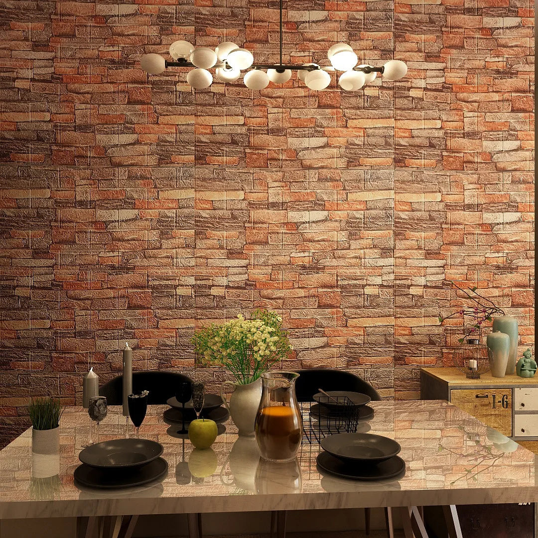 10 Pcs 3D Peel and Stick Wall Stickers Home Decor Living Room Waterproof Foam Vinyl PVC 70X77CM Self Adhesive Panels Wallpaper
