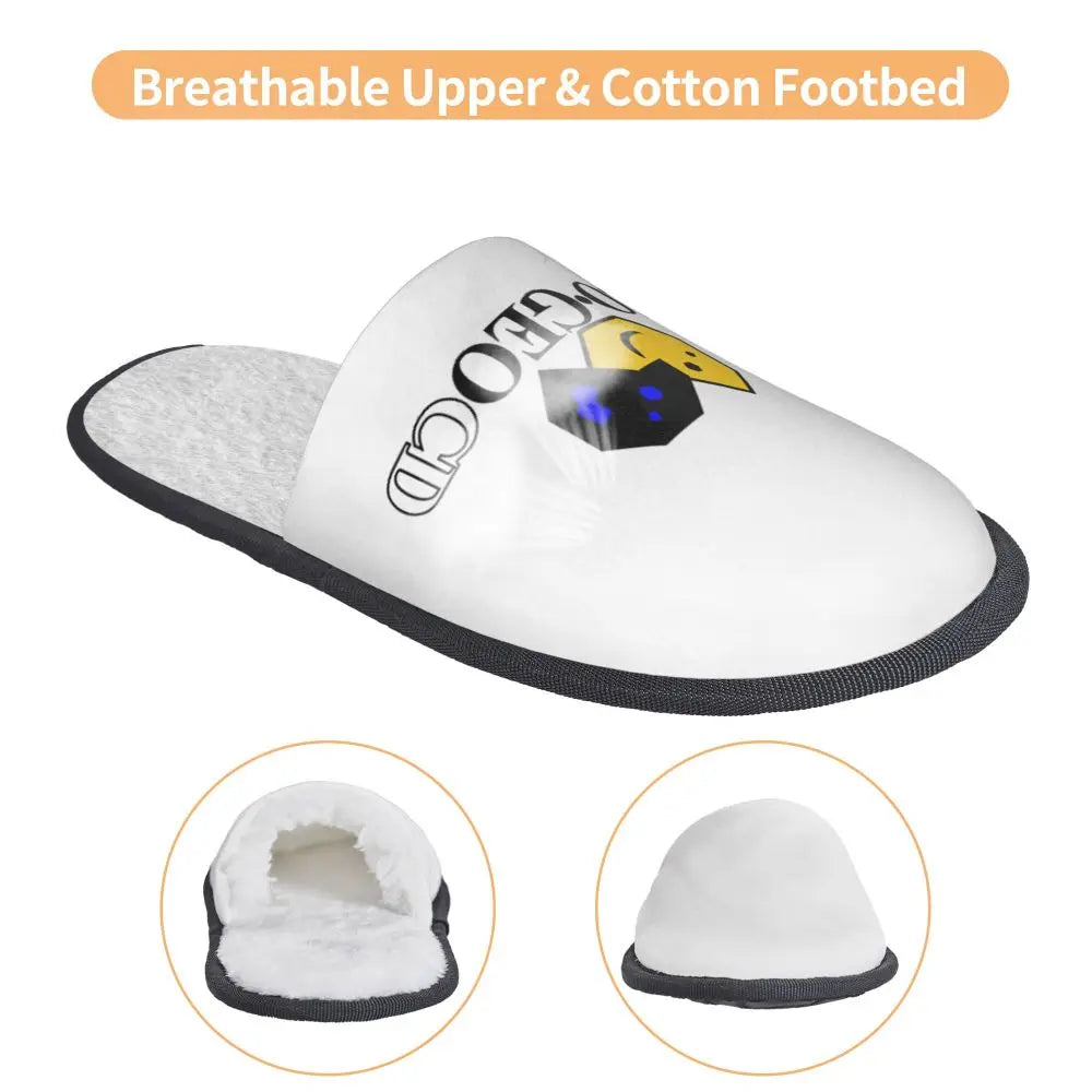 Neo Geo Logo Printed Warm Furry Slippers Gamer Style