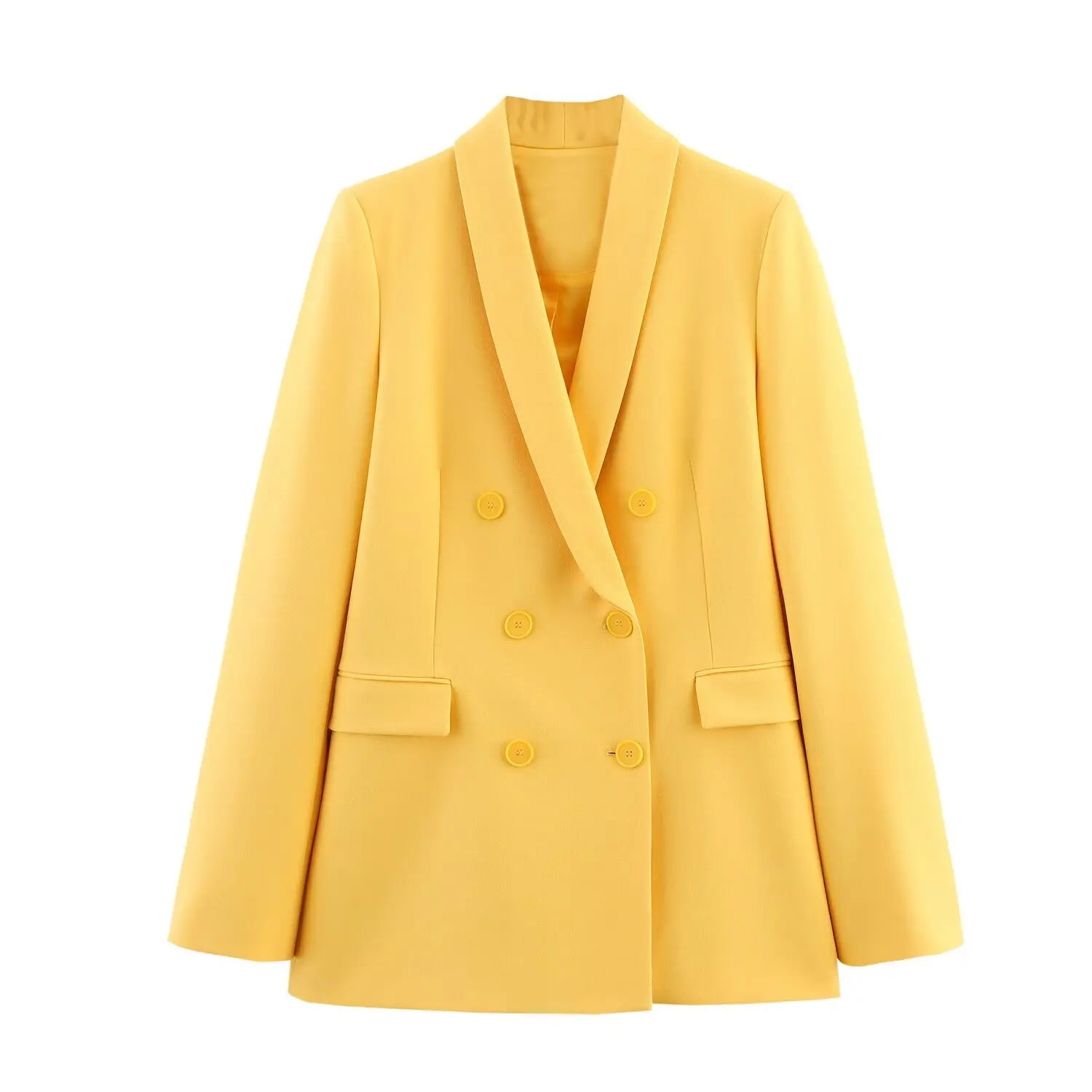 Office Lady Suits Two Piece Pant Set Turn-Down Collar Long Sleeve Double-Breasted Blazers+Mid Waist Zipper Flared Pants - Daisan Mart