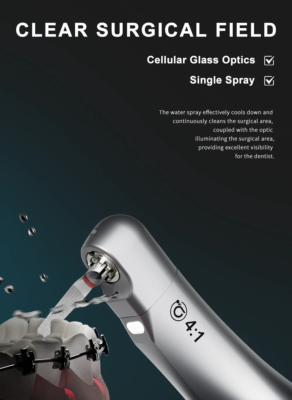 AI DENTAL Smile Series SADT4-1L Dental 4:1 Reduction Low Speed Handpiece/Set Vertical Reciprocating Single Spray for ADT Tips - Daisan Mart