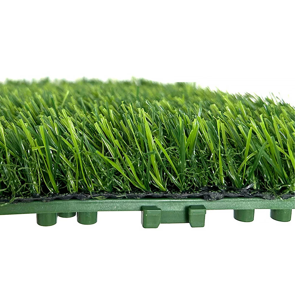 10 Pcs 12 Inchx12 Inch Realistic Grass Turf Tile Interlocking Square Artificial Grass Mat Grass Flooring Tiles for Garden Decor