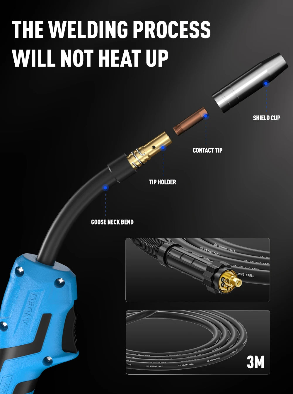 ANDELI Semi-automatic MIG welding machine MIG Lift TIG ARC Gas/Gasless Welding Inverter Synergy Multiprocess MIG Welders - Daisan Mart