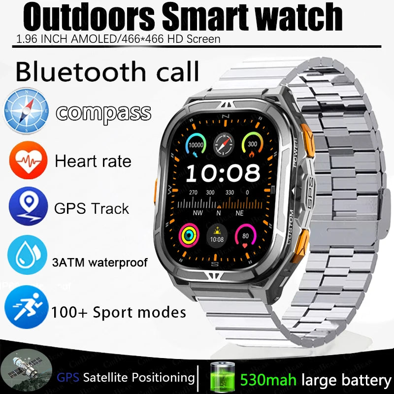 Đồng hồ thông minh GPS nam 2025 1.96 HD thể thao