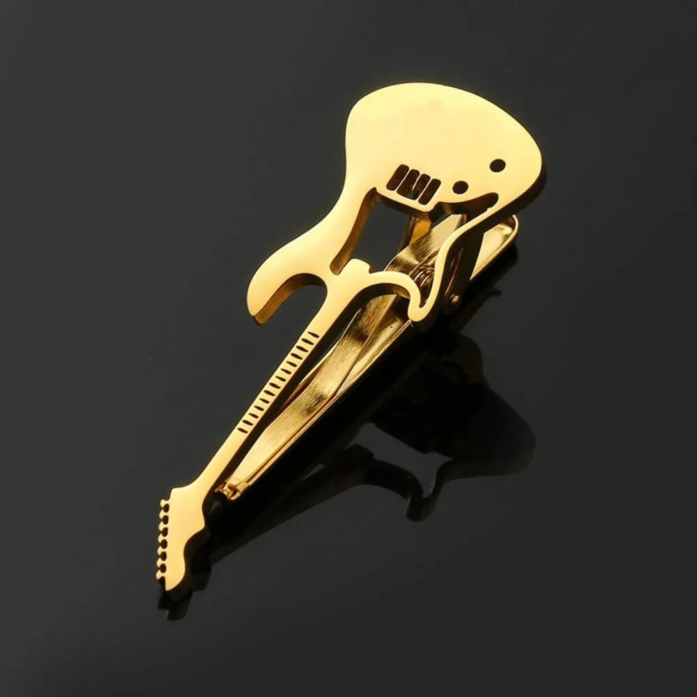 Kẹp Cà Vạt Guitar Clef Titanium Phong Cách Hip Hop