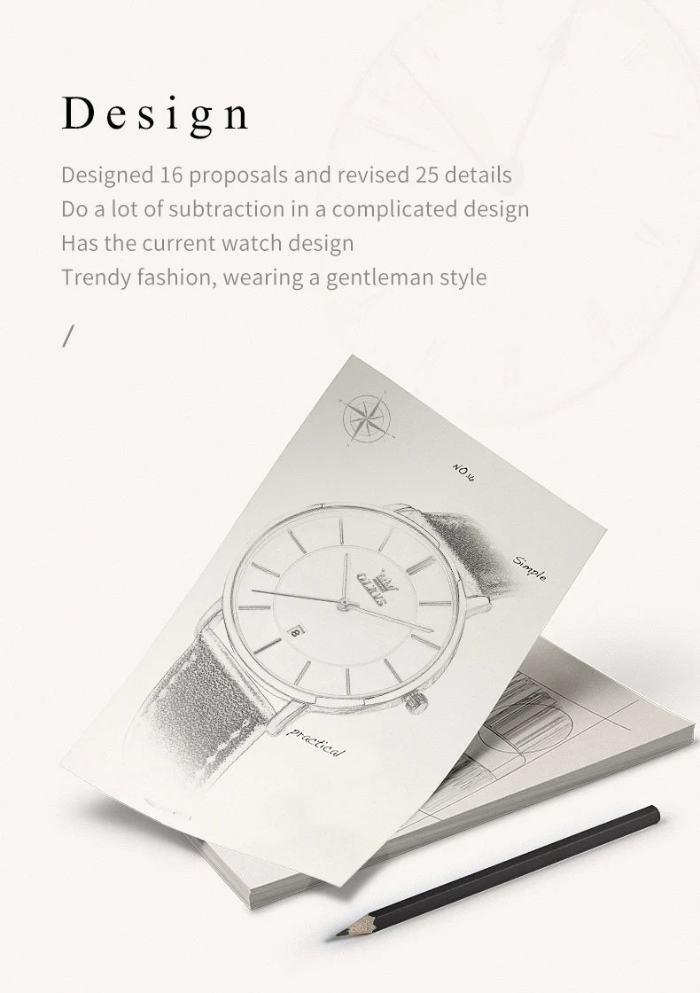 Đồng hồ nam OLEVS siêu mỏng 6.5mm dây da thời trang