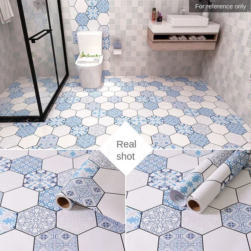 Floor Tiles Stickers Waterproof Self-Adhesive Thicken Wood Grain for Wall Ground Room Wear-resistant Home Decor Kitchen Bathroom