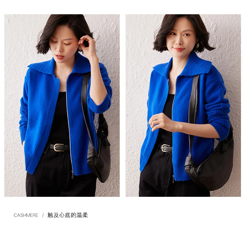Áo Khoác Len Cashmere Nữ Cổ Bẻ, Dáng Rộng, Ấm Áp - Daisan Mart