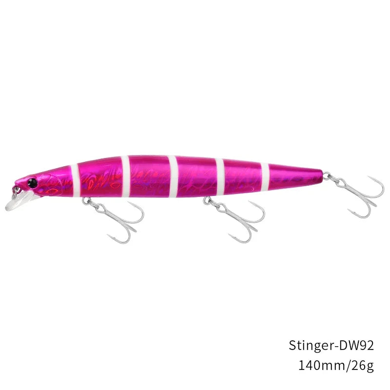 TSURINOYA Stinger 140S Fishing Lure Sinking Minnow DW92 140mm 26g Saltwater Seabass Ultra Long Casting Large Hard Baits Jerkbait
