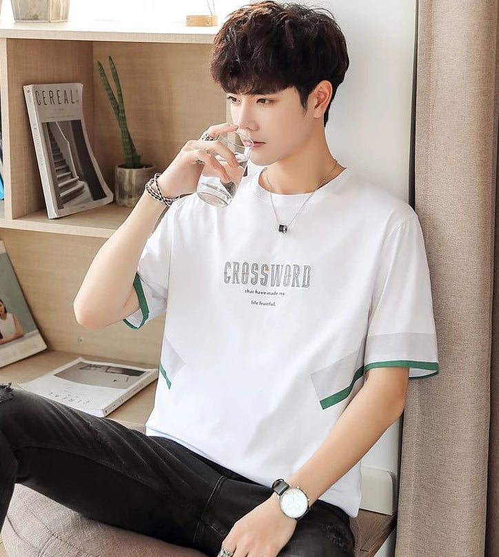 Men's Quick Dry Vintage Letter Korean Style T-Shirt
