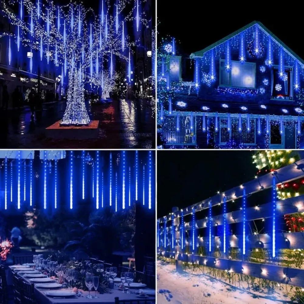 Đèn LED Mưa Sao 8 Ống 30cm Pin AA Trang Trí Sân Vườn - Daisan Mart